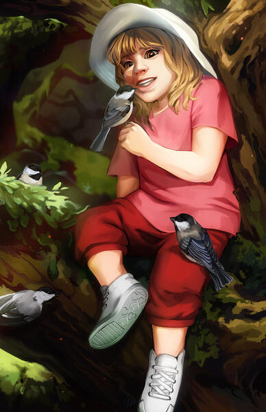 Child with Chickadee